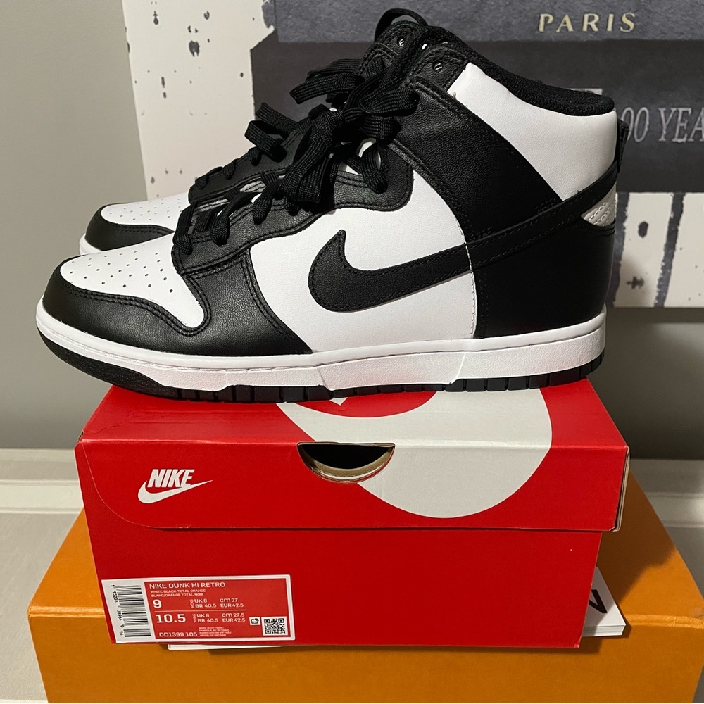 💥 NWT Nike Dunk High Retro Black/White in Men’s 9/Women’s 10.5 - Picture 3 of 6